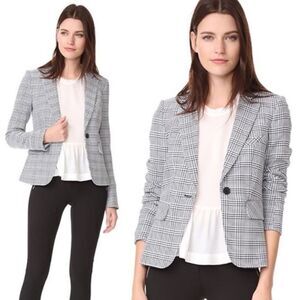 Veronica Beard Leo Schoolboy Blazer Navy Blue/White Plaid Dickey Jacket, Size 10